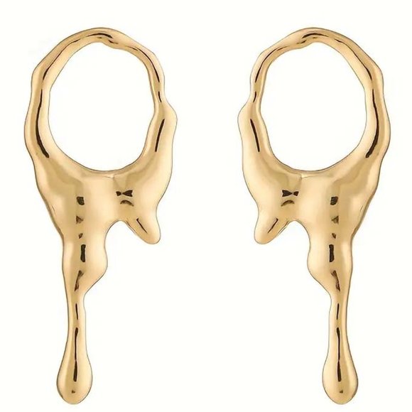 DRIP DRIP DRIP LONG 18K GOLDCLAD DRIPPING EARRINGS 53 - Picture 1 of 4